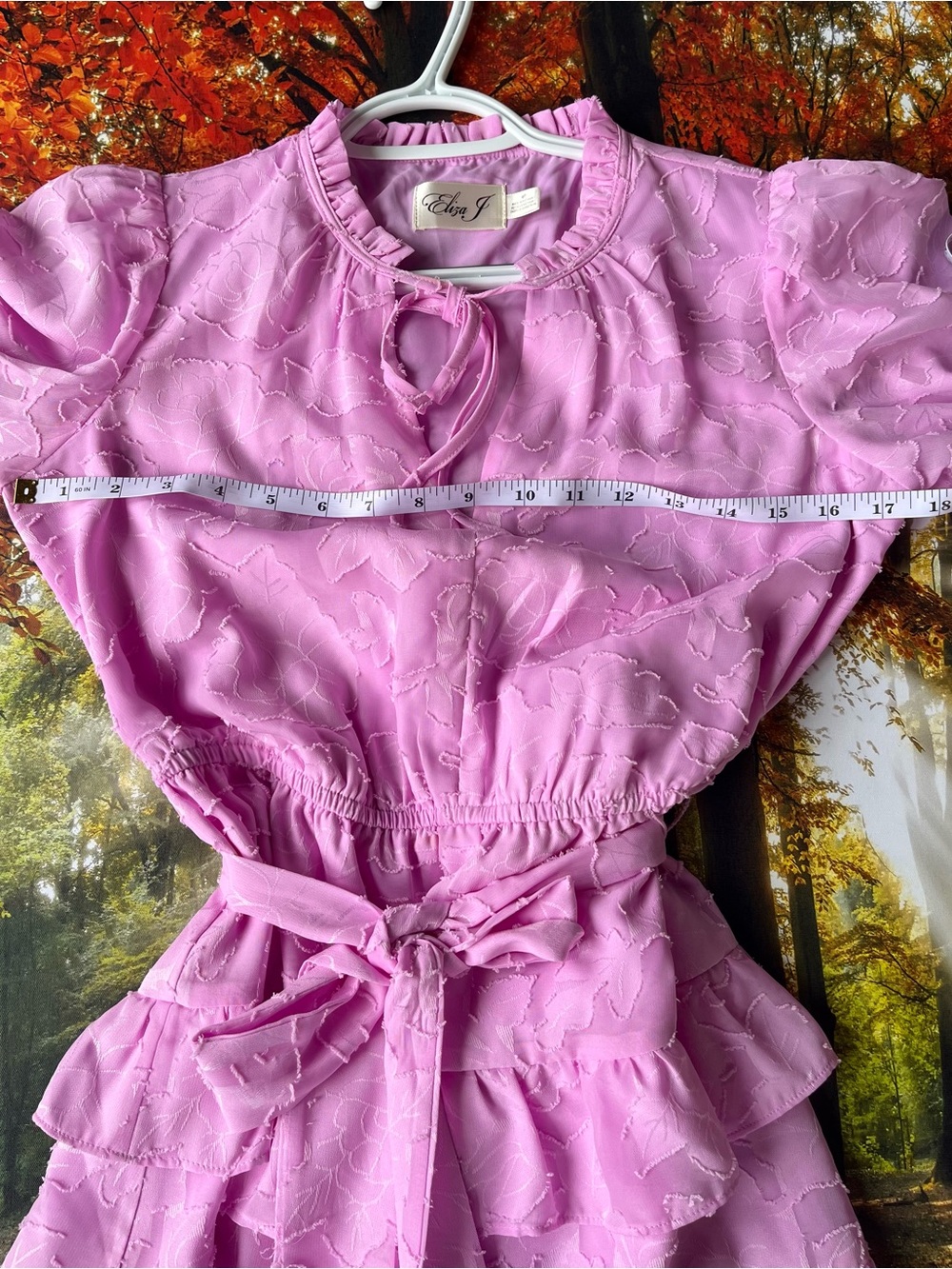 Eliza J Pink Floral Ruffle Tiered Long Sleeve Dress Size 4P Petite - Picture 4 of 11